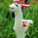 Fingerpuppe Lama weiß